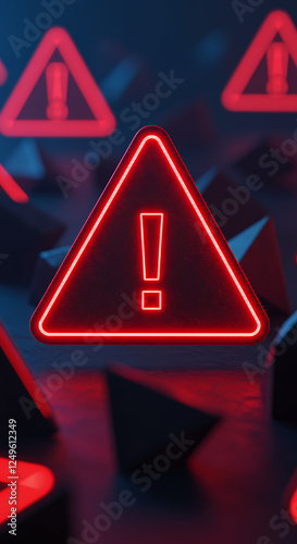 Red Alert: Warning Signs & Neon Exclamations - Attention, Danger, Hazard, Error, Notification - Striking Visuals for Impactful Designs!