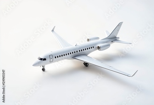 3D Airplane Model Mockup, Minimal Aircraft Rendering on White Background, Realistic Aviation Design, High-Quality Digital Render