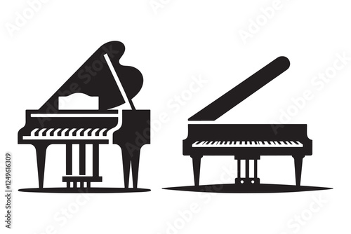 Piano silhouette vector with white background