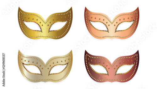 Set of carnival masks flat vector illustration isolated on  white background