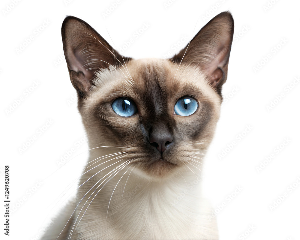 Adult siamese cat portrait, isolated on white background. Head of Thai cat in front of white background. Studio shot Adult siamese cat portrait, isolated on white background. Head of Thai cat in front of white background. Studio shot