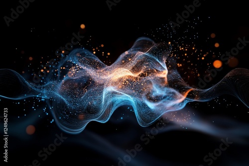 Colorful waves of energy and light dance in the darkness, creating a mesmerizing visual spectacle in abstract form