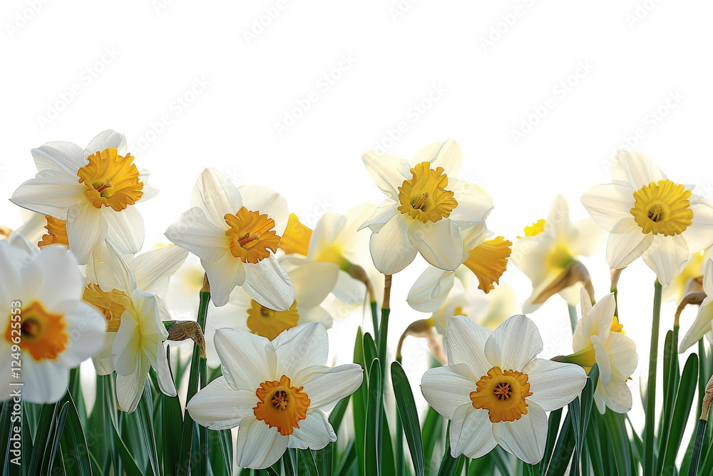 Early spring field filled with white and yellow daffodils Early spring field filled with white and yellow daffodils