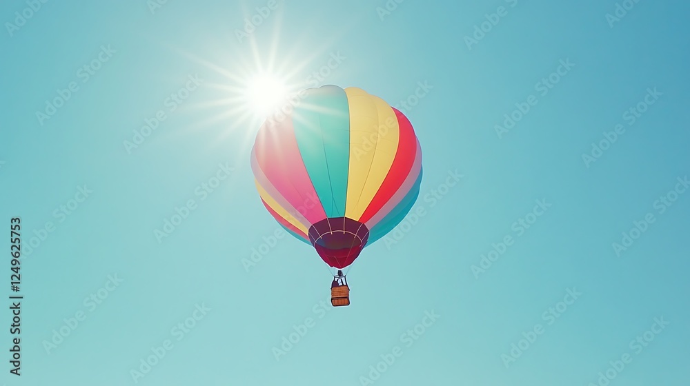 Obraz premium Colorful Hot Air Balloon Soaring In Sunny Sky