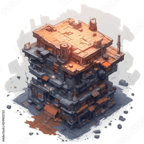 an illustration of a building with a hole in the middle and a hole in the middle