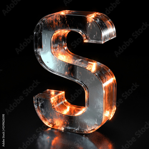 Reflective Glass 3D Letter S