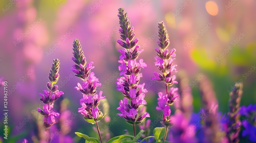 Naklejka premium close up beautiful colorful pink flower sway in wind, spring blossoming season