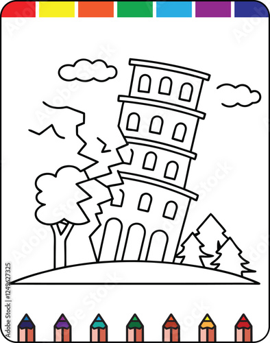 Earthquake Fun: Natural Disaster Coloring Page for Kids, Tornado Adventure: Kids Coloring Page of Natural Disasters, Hurricane Heroes: A Fun Coloring Page for Kids