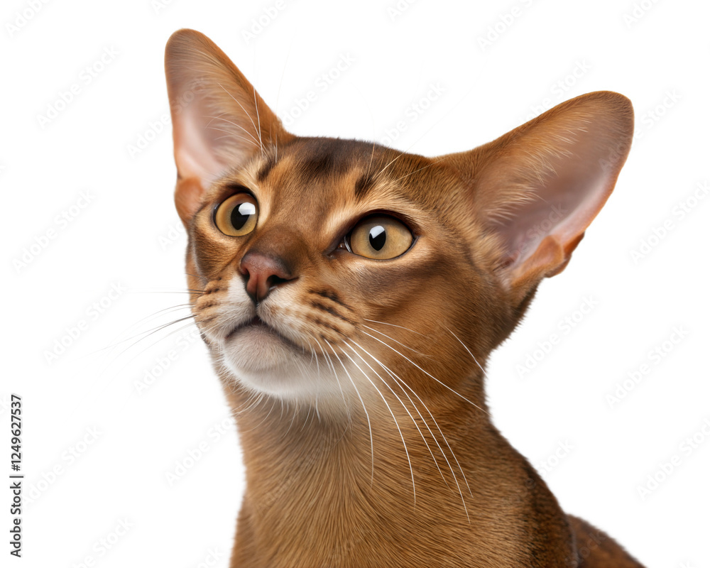 Adult Abyssinian cat portrait isolated on a white background. Studio photo Adult Abyssinian cat portrait isolated on a white background. Studio photo