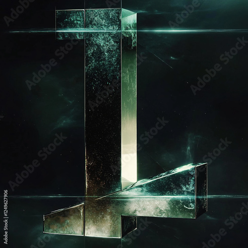 Crystal letter L with bright light effects