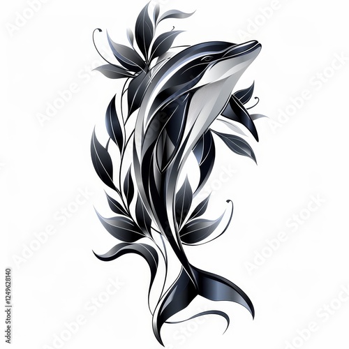 Isolated dolphin silhouette on a pristine white background for use in graphic design projects