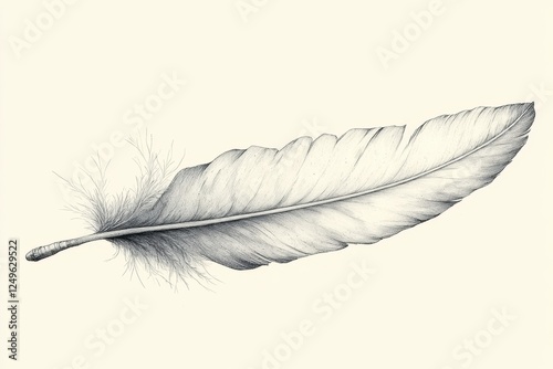 A detailed pencil drawing of a feather showcasing intricate textures.