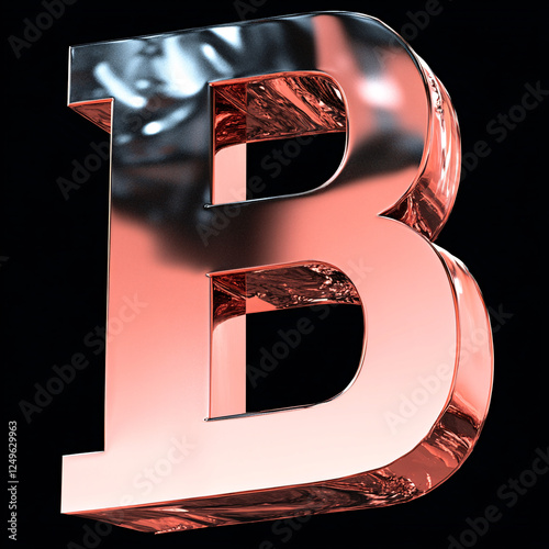 Elegant Copper Metallic 3D Letter B