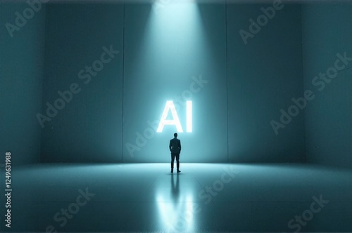 Human Reflection in the Shadow of Artificial Intelligence A Futuristic Conceptual Scene