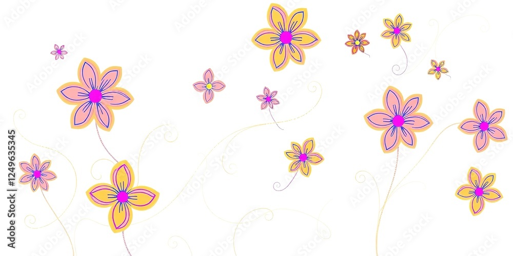 Sinuous Line Art Flowers in Full Bloom Sinuous Line Art Flowers in Full Bloom