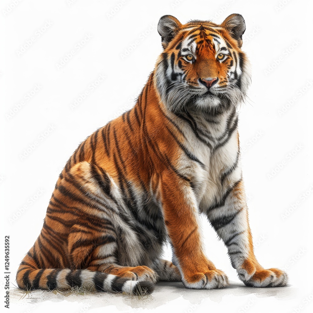 Obraz premium Isolated tiger image featuring a clear, white background for enhanced visual focus and impact