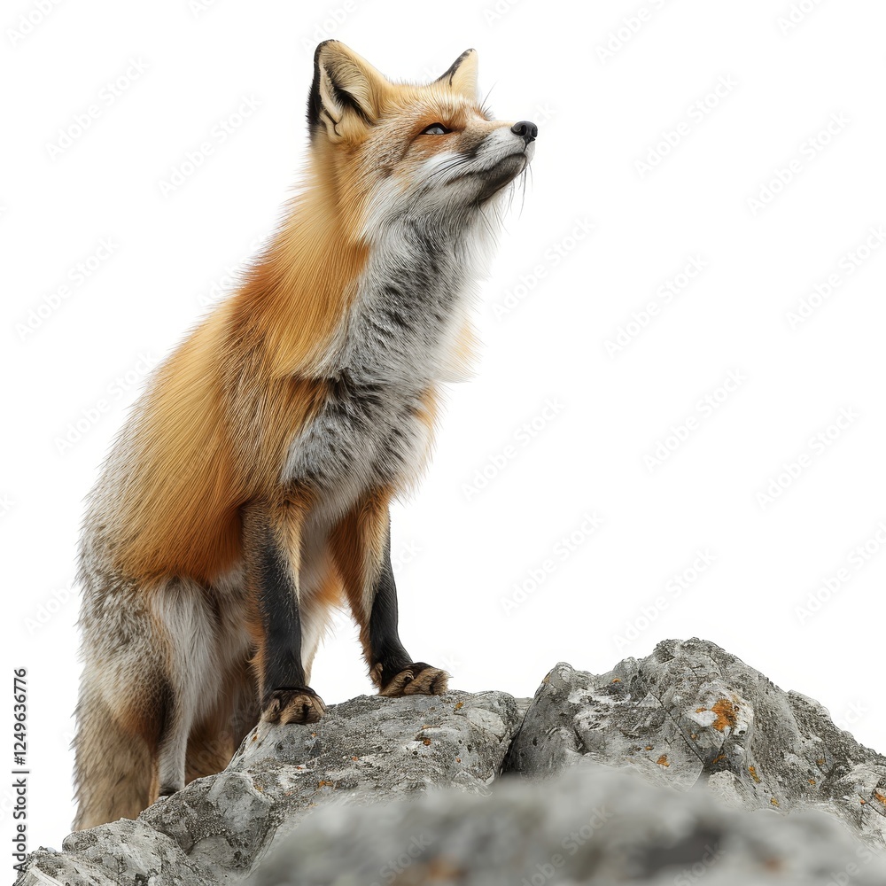 Fototapeta premium Fox isolated on a white background cutout.