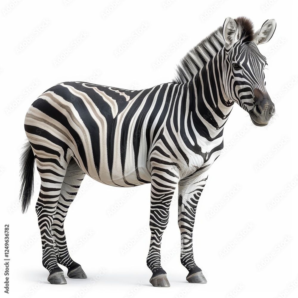 Fototapeta premium Zebra isolated on a white background cutout.