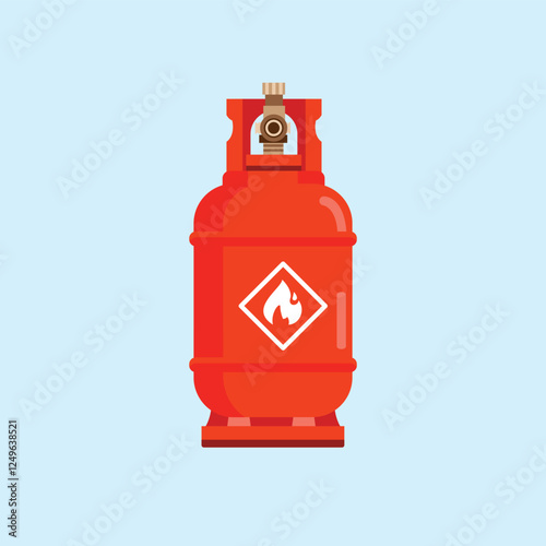 red 12 kg gas cylinder tank, lpg propane bottle container, oxygen gas cylinder fuel logo illustration
