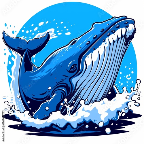 Blue whale isolated on a white background cutout.