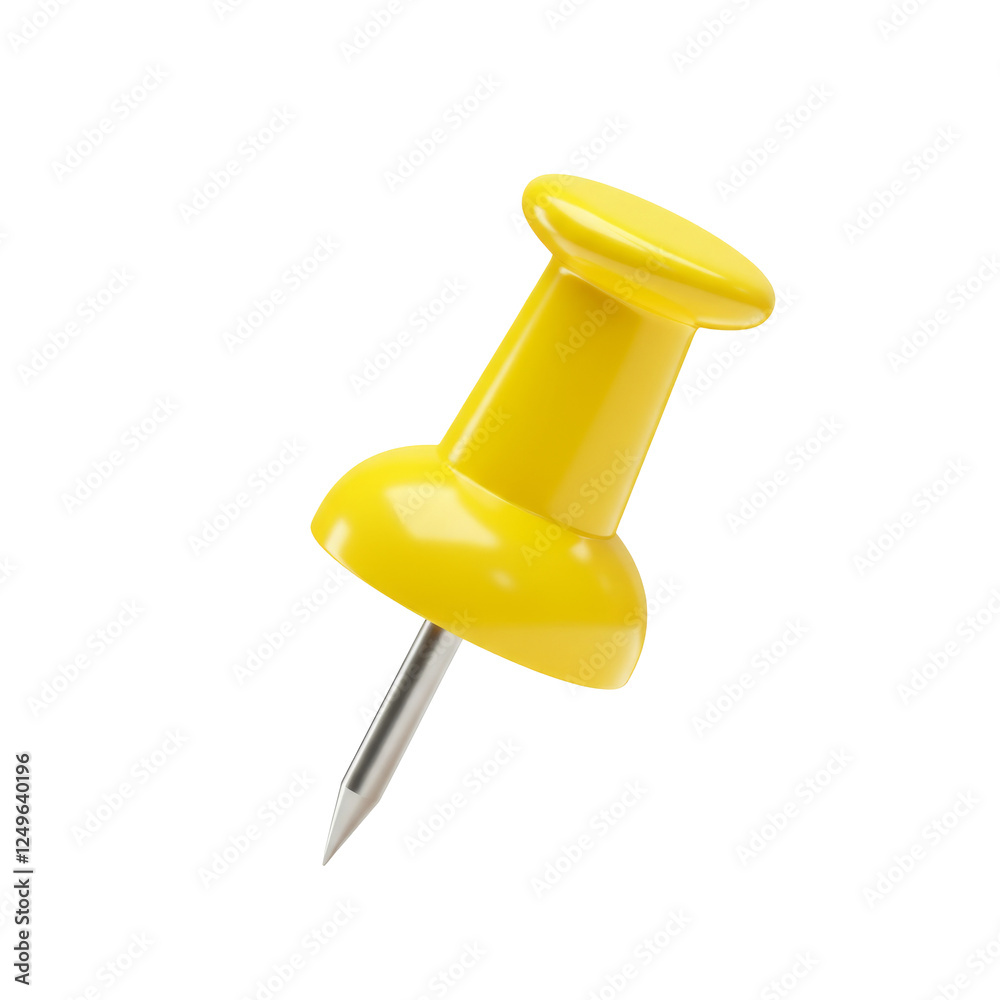yellow push pin isolated on transparent background, cutout yellow push pin isolated on transparent background, cutout