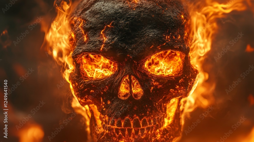 This intense image features a skull engulfed in flames, symbolizing chaos and intensity, set against a dark background, evoking feelings of fear and fascination. This intense image features a skull engulfed in flames, symbolizing chaos and intensity, set against a dark background, evoking feelings of fear and fascination.