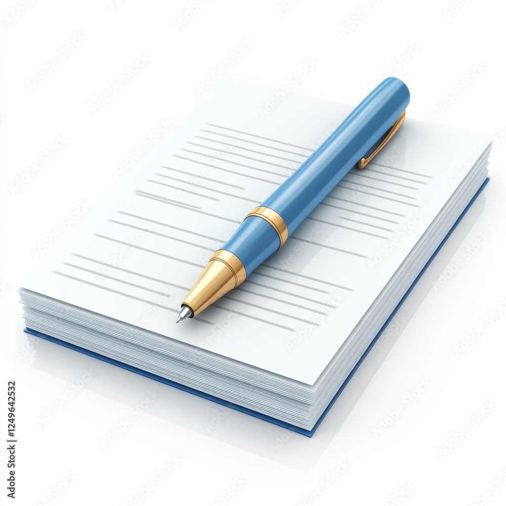 Contract 3D render icon on a clean white background, symbolizing legal agreements business deals Contract 3D render icon on a clean white background, symbolizing legal agreements business deals