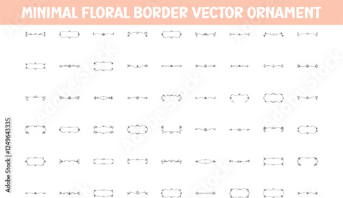 A set of 40 minimal floral border vector ornaments. Elegant, handsaw style. Perfect for design projects needing decorative frames and dividers.