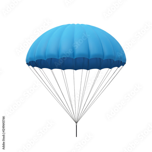 blue parachute isolated on white background, PNG, cutout