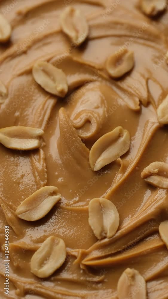 Peanuts and peanut butter in plate, rotation