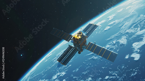 Wallpaper Mural Satellite with Solar Panels in Space with Copy-Space. Torontodigital.ca