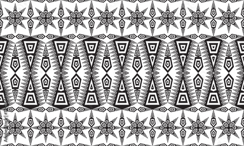 American seamless black white tribal ethnic native pattern.Traditional Navajo,Aztec,Apache,Southwest style fabric pattern.Abstract vector motif.For fabric,clothing,blanket,carpet,woven,wrap,decoration