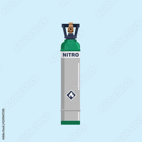 green gas cylinder tank with handle, nitrogen bottle container, hydrogen, propane and butane lpg gas cylinder fuel logo illustration