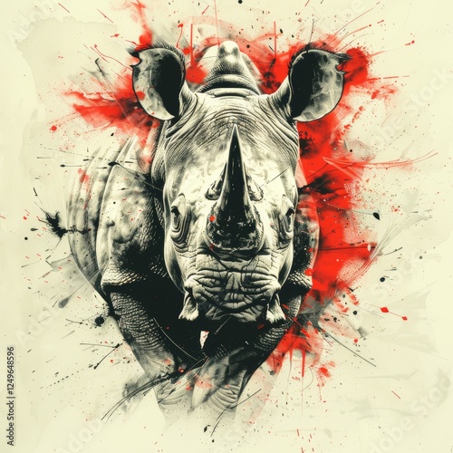 Majestic rhinoceros against a clean white background  a stunning wildlife portrait