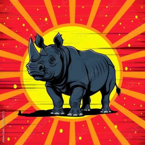 Rhinoceros displayed on a crisp white background, highlighting its distinct features and texture