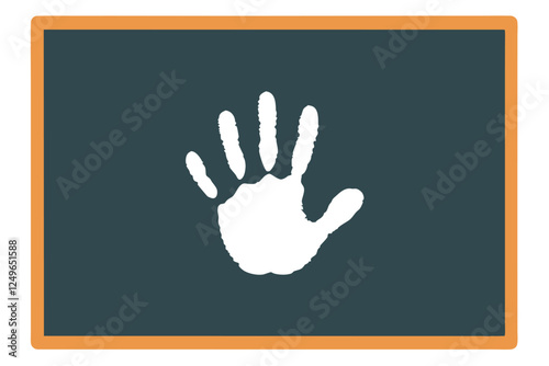 Chalk handprint vector icon with a schoolboard effect on a white background