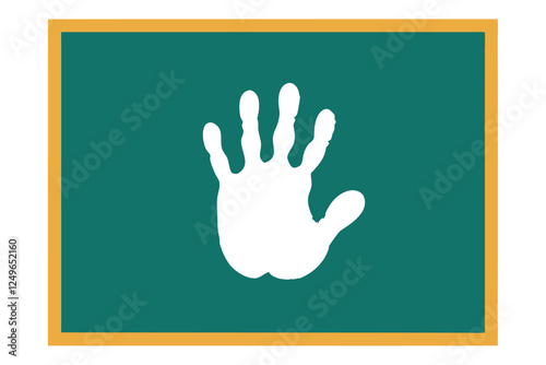 Chalk handprint vector icon with a schoolboard effect on a white background