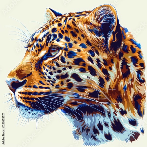 Leopard against a clean white background  a striking contrast of nature s beauty