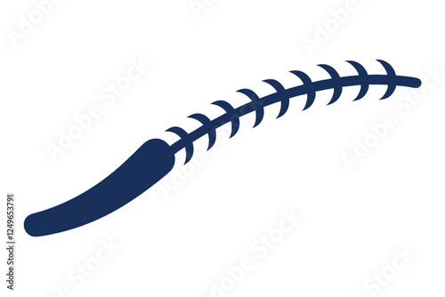 Curved baseball laces vector icon in a classic stitching pattern on a white background