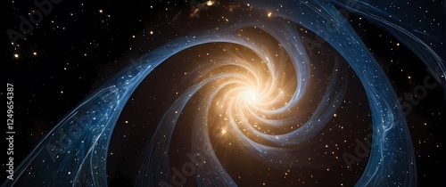 An imaginative visualization of a corkscrewing wormhole traversing through dazzling stars inviting the surreal notion of alternate realities