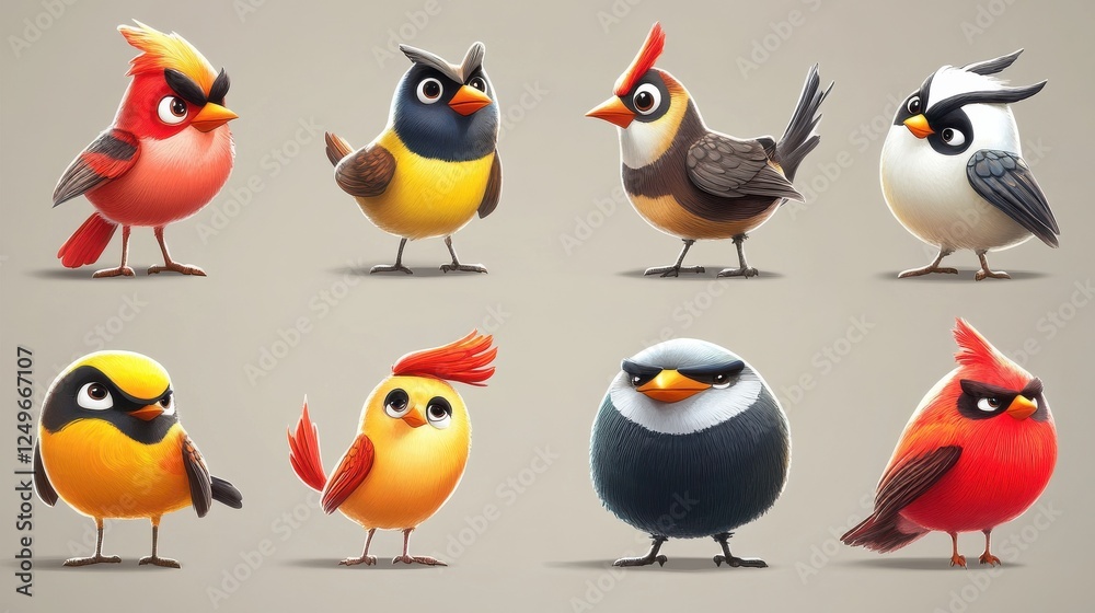 Fototapeta premium Cartoon Birds Icons