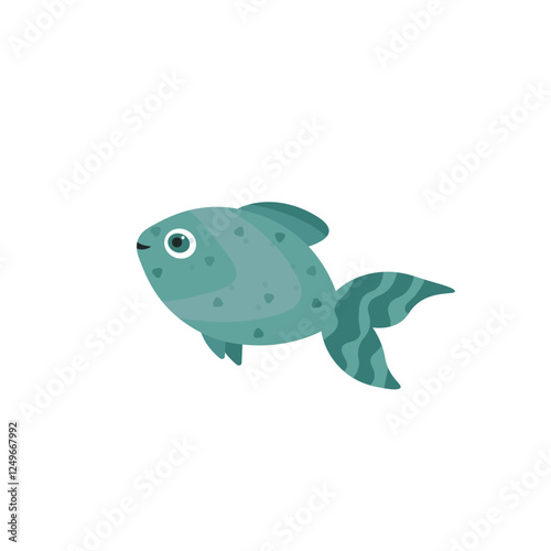 cute blue fish on a white background
