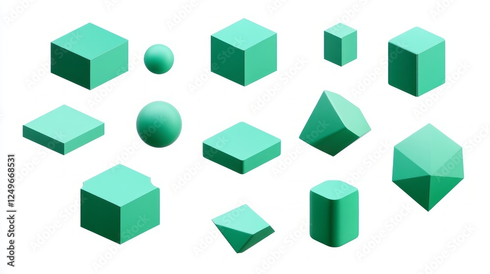 bundle green colour professional graphic design element 2d isolated with white background bundle green colour professional graphic design element 2d isolated with white background