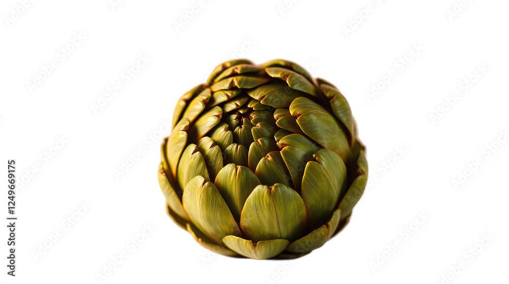 Obraz premium Photo of green artichoke isolated on transparent background.png