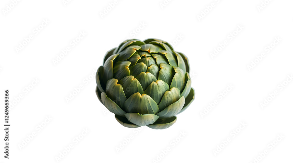 Obraz premium Photo of green artichoke isolated on transparent background.png