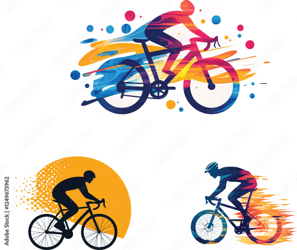 Fototapeta premium vector illustration of a cyclist. Abstract cycle silhouette in flat vector style with a simple and modern design. 