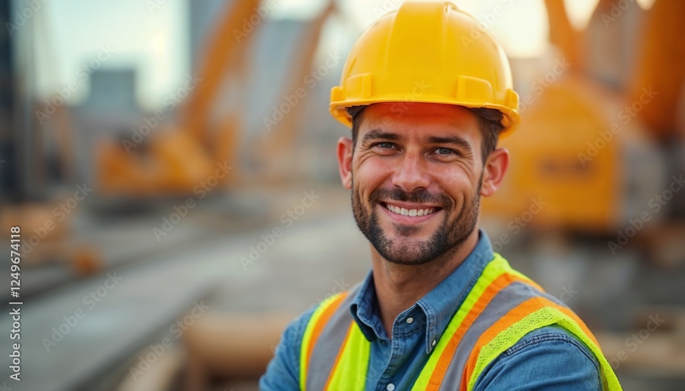 Construction Worker Smiling, Optimistic, Professional Construction Worker Smiling, Optimistic, Professional