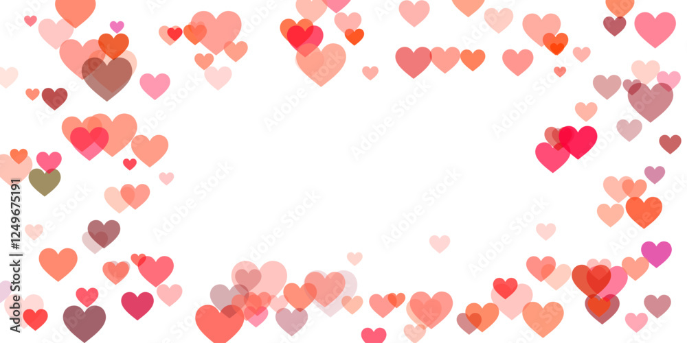 Valentine’s Day heart confetti falling like romantic dust on a transparent background. A stylish and artistic red heart effect, creating a soft and magical atmosphere. Editable vector