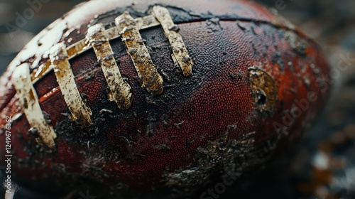 a close up view on an american football after a fumble