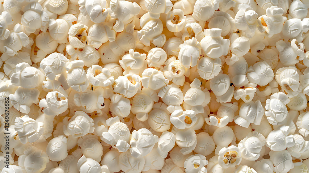 Fluffy Freshly Popped Popcorn Pile - Perfect Movie Snack Close-up Fluffy Freshly Popped Popcorn Pile - Perfect Movie Snack Close-up